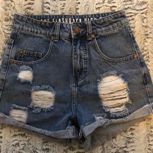 DENIM HIGH WAISTED SHORTS